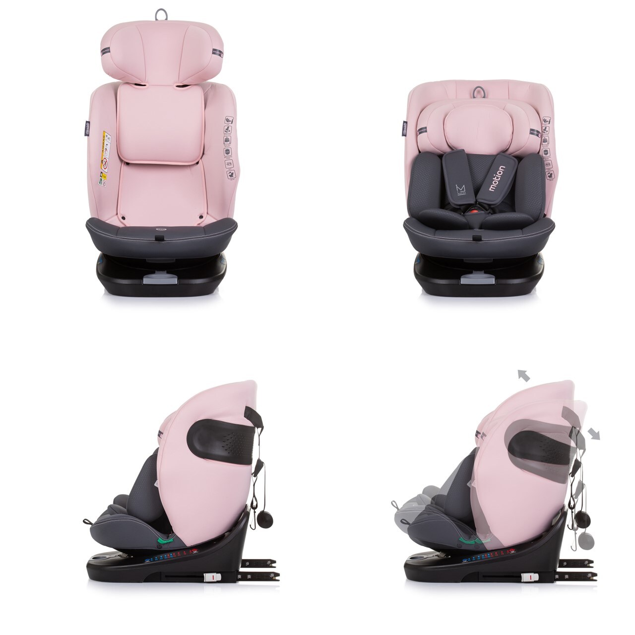 Chipolino i-Size Kindersitz Motion (40 - 150 cm) Isofix 360° drehbar verstellbar rosa