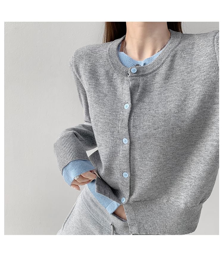 Shira - Colorblock Mock Tweedelige Cardigan