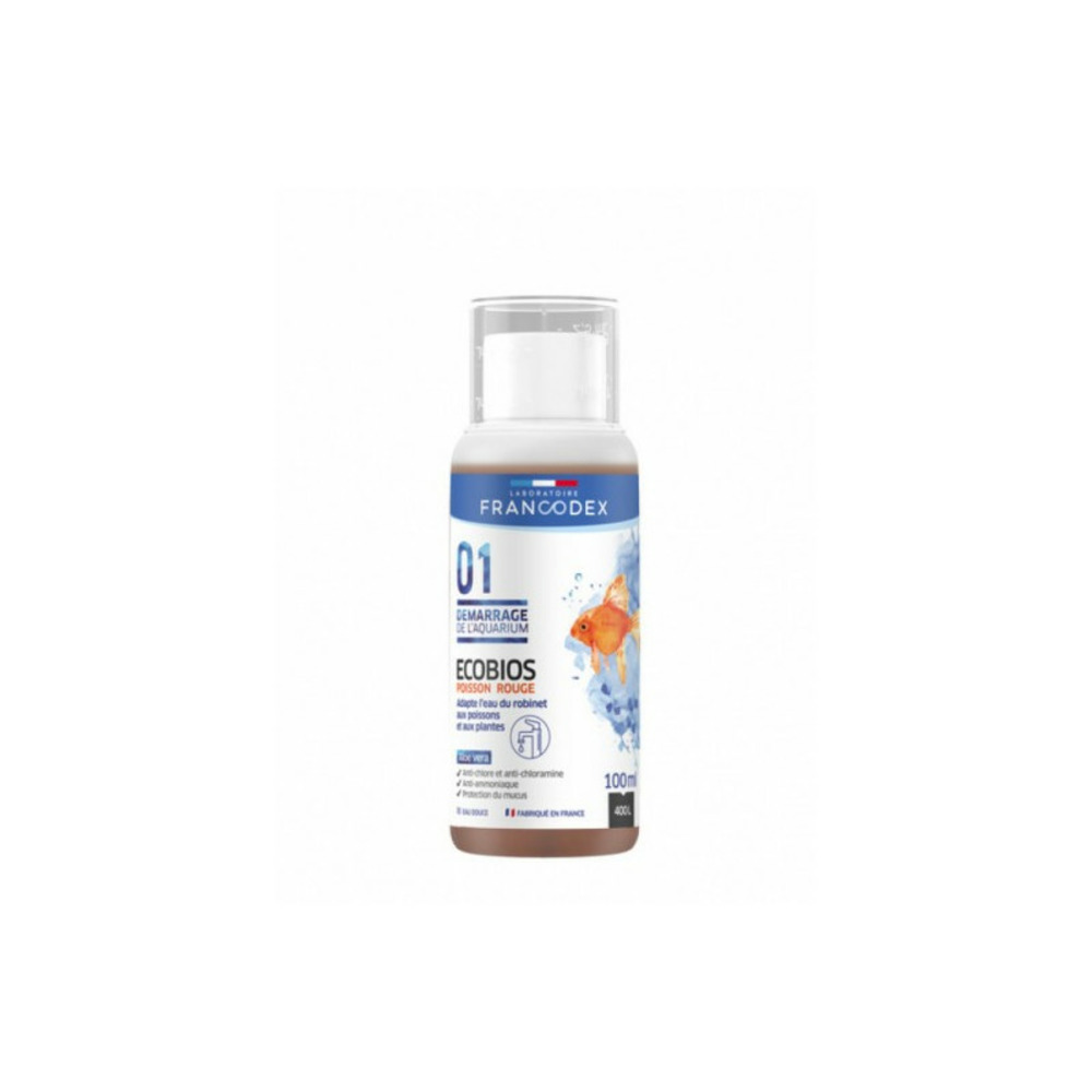 Conditionneur d'eau pour aquarium ecobios poisson rouge , flacon de 100 ml