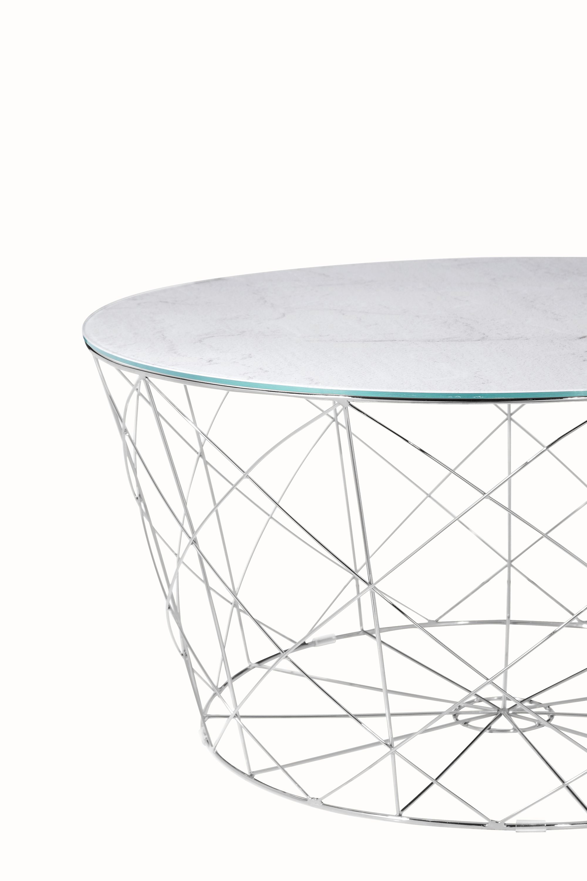 Couchtisch Ø80cm Marmor Optik Glastisch Sofatisch Beistelltisch Wohnzimmer Tisch