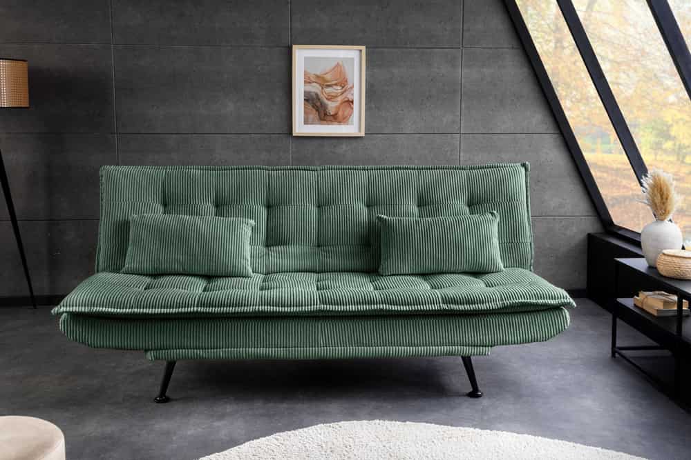 Modernes Schlafsofa JAZZ 190cm grün Cord 3-Sitzer Couch