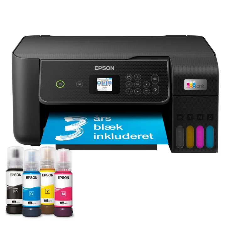 Epson EcoTank ET-2870 - Multifunktionsprinter - farve - blækprinter - ITS - A4 (medie) - op til 10 spm (udskriver) - 100 ark - Wi-Fi, USB - sort