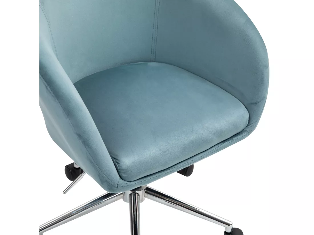 SVITA LOUISA chaise de bureau avec revêtement en velours bleu, hauteur réglable