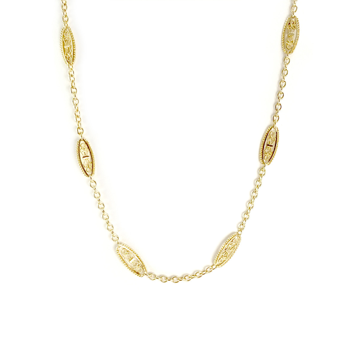 Collier d'occasion or 750 jaune maille filigranée 52 cm