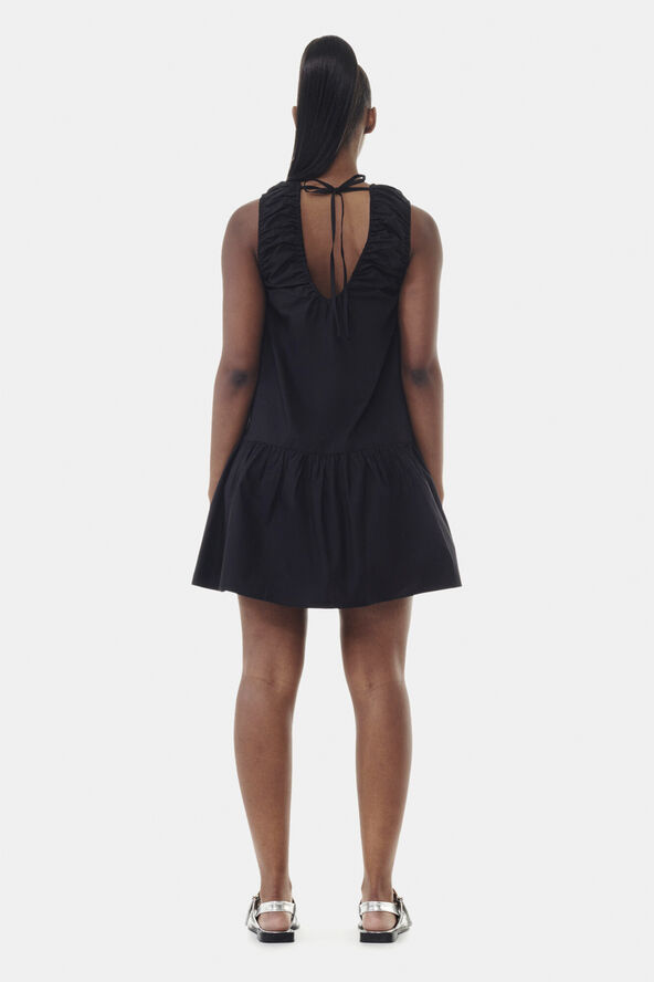 Ganni Cotton Poplin Mini Dress Black