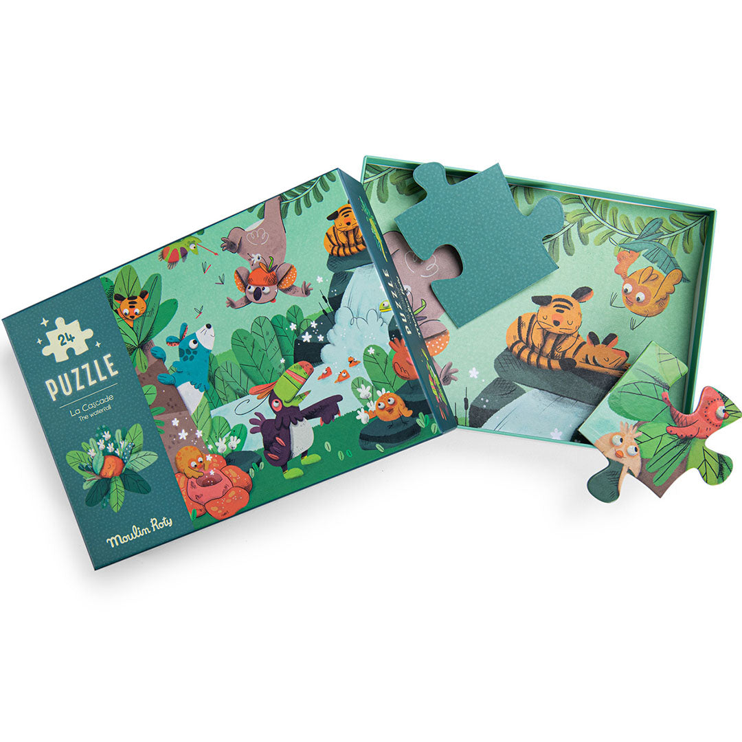 moulin roty puzzel waterval glow in the dark - dans la jungle - 24st