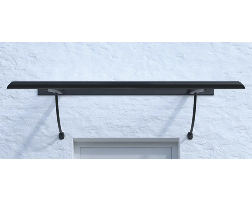 ARON luifel, aanbouwmodel, gelaagd veiligheidsglas Parijs, 150x75 cm, antraciet, inclusief console R en regengoot, rechts, gesloten