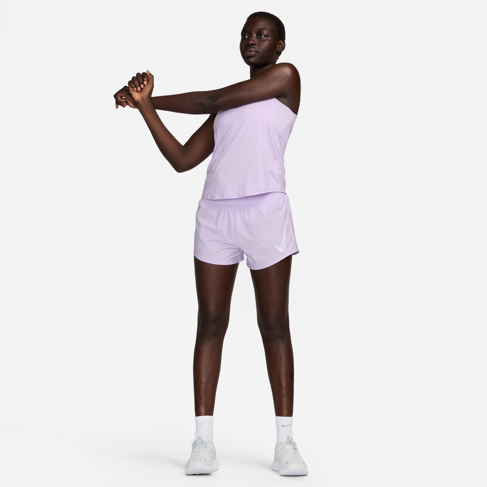 Nike One Swoosh Womens Dri FIT Running Mid Rise Brief Lined Shorts
