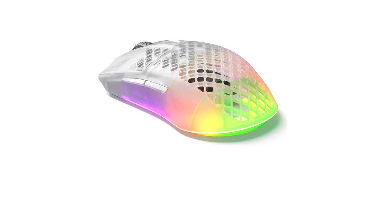 SteelSeriesAerox 3 Wireless Ghost 2022 gaming muis  (Transparant, 100 - 18.000 dpi, RGB leds)