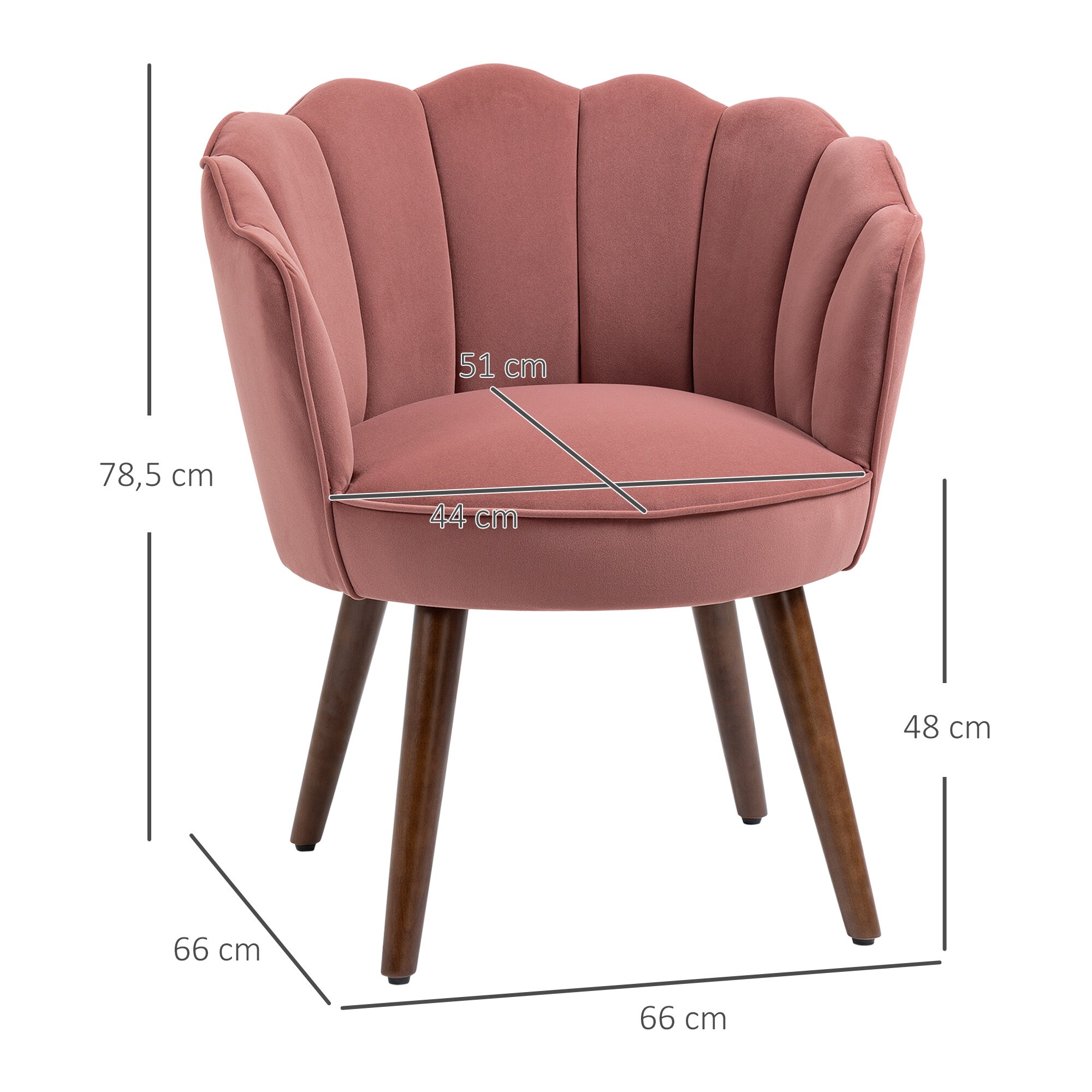HOMCOM Stuhl Lotusblumen-Design, Elegante Ergänzung für Ihren Wohnbereich, Luxuriöser Samt-Polyester Bezug 66 x 72 x 79 cm (BxTxH)