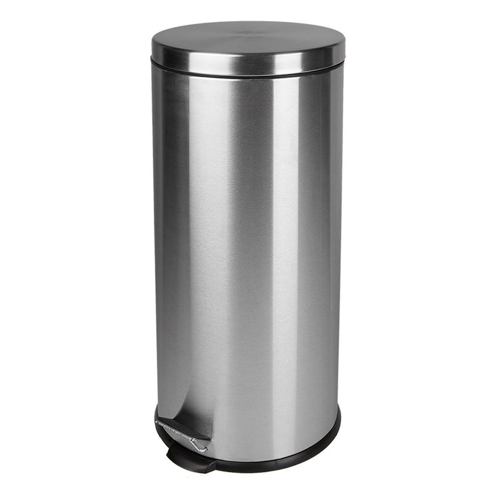 Poubelle grise à pédale ronde 30L
