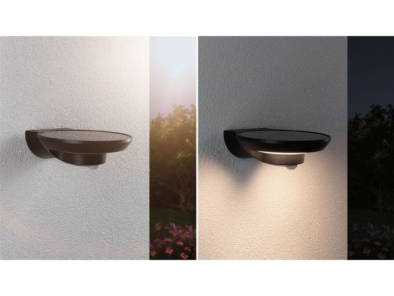 Paulmann Solar LED Aussenwandleuchte Bordola, Anthrazit Aussenwandleuchte mit Bewegungsmelder