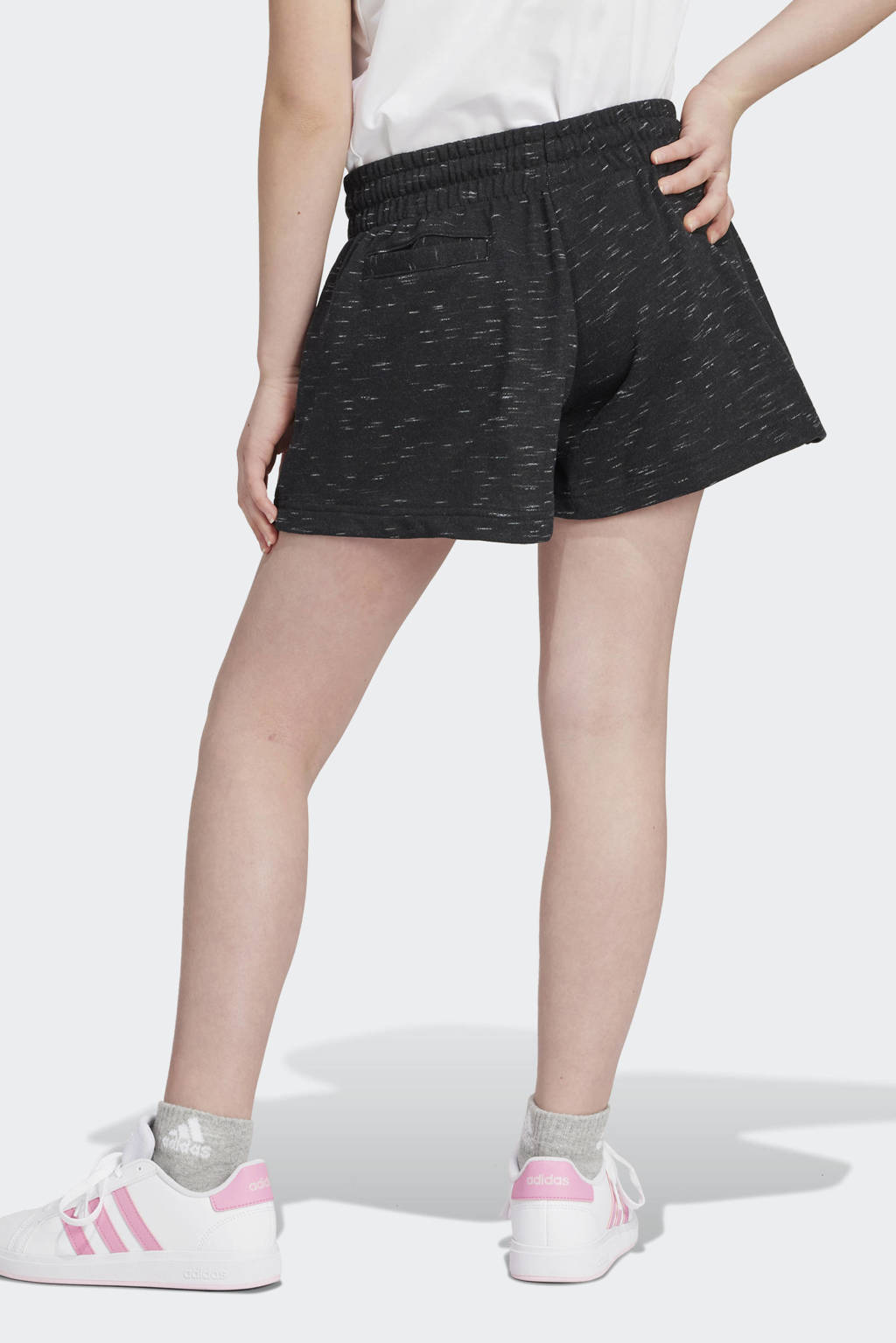 adidas regular fit sweatshort zwart melange/wit