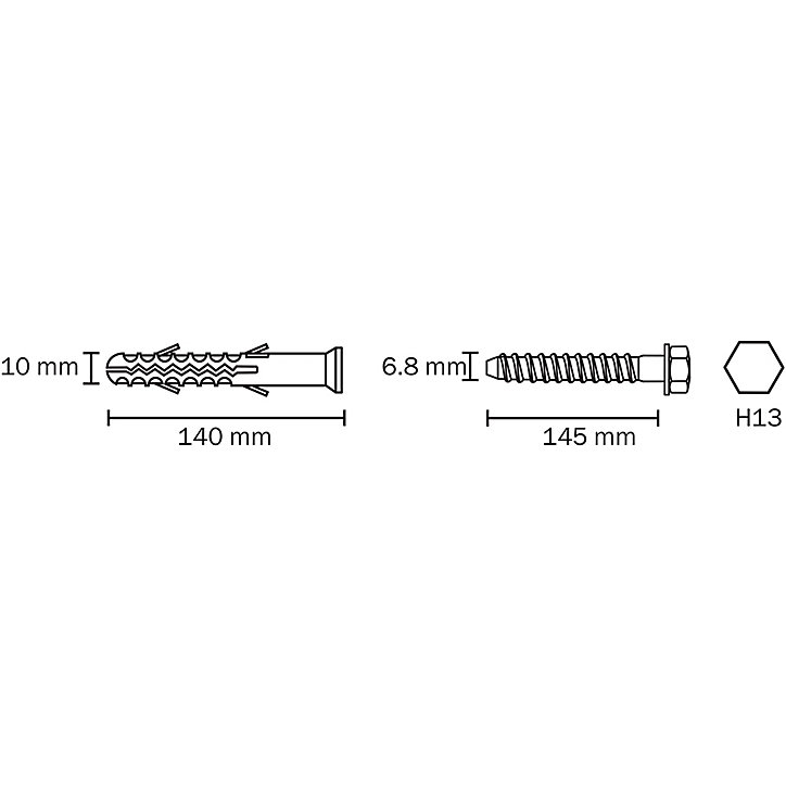 6 chevilles d'expansion Diall nylon pour cadres CSHX 10x140mm