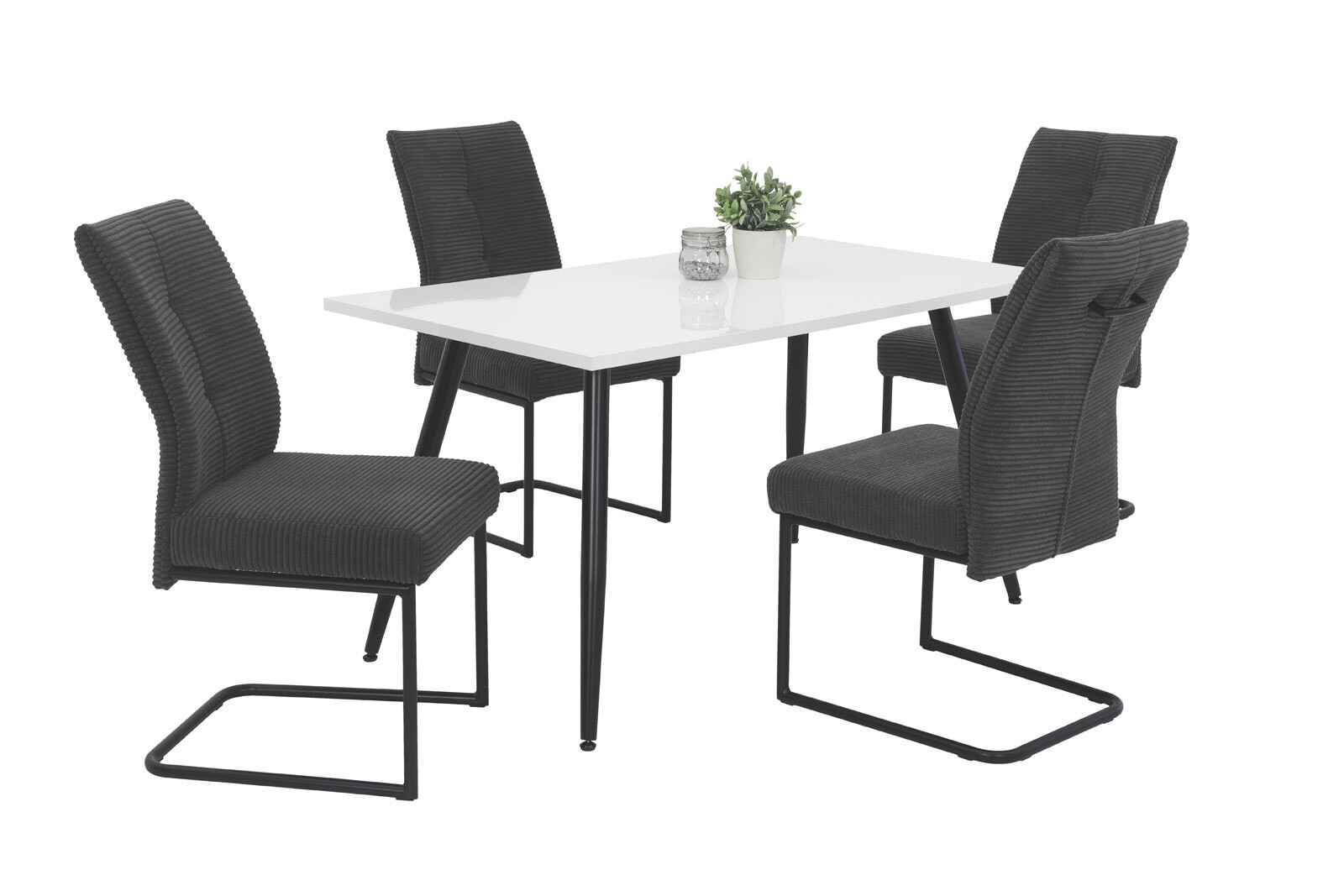 Stuhl Dagmar Breitcord anthrazit/Metallgestell schwarz