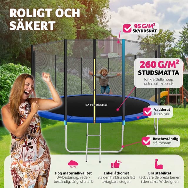 Trampolin med sikkerhedsnet