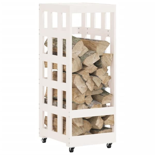 vidaXL Vedstativ med hjul 40x49x110 cm heltre furu