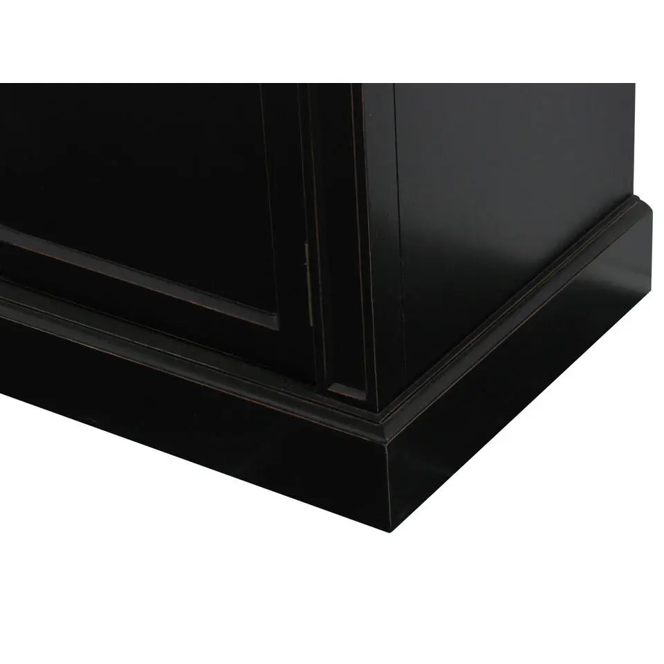 Hioshop Winkelkast buffetkast vitrine met opzet antiek zwart massief hout