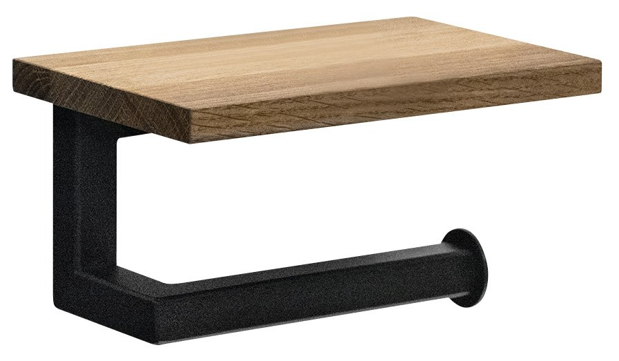 Sapho SKA toiletrolhouder met plank mat zwart eiken