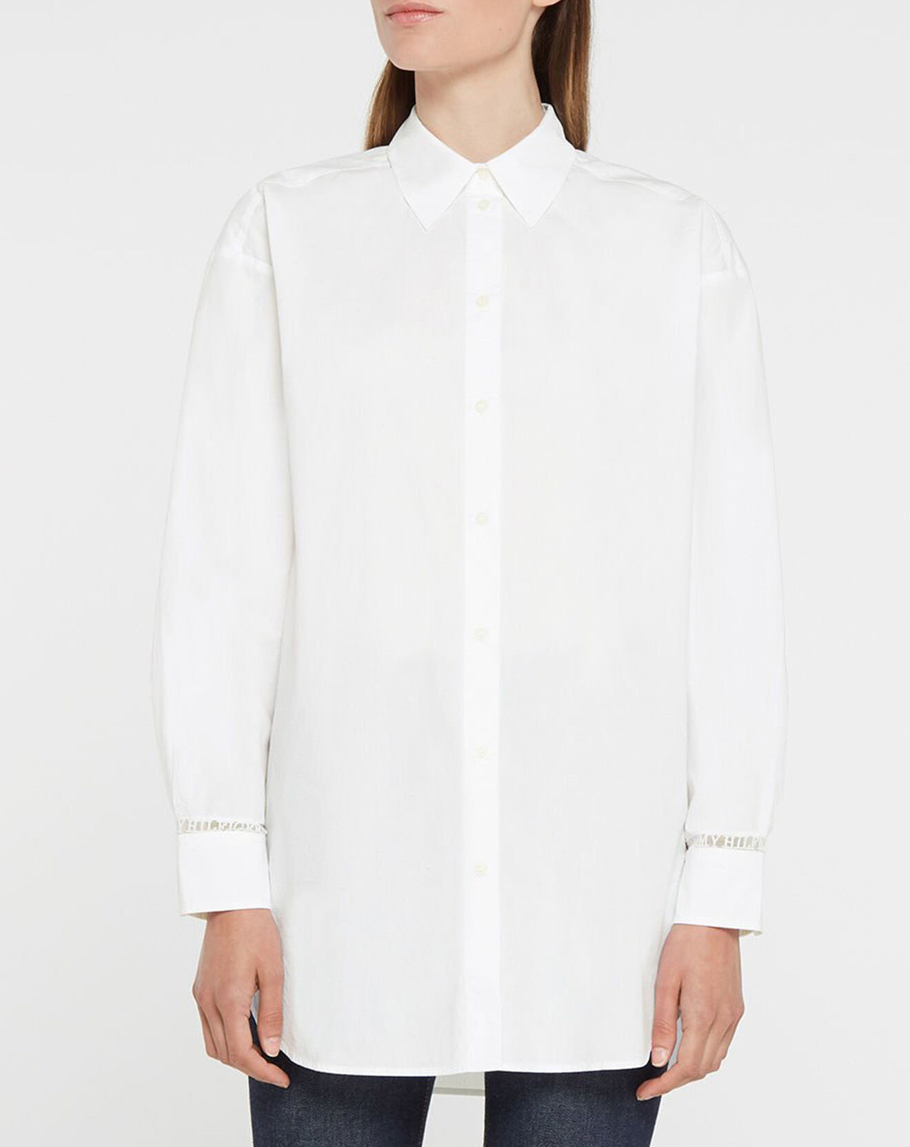 Tommy Hilfiger Chemise Regular 100% Coton Bio Abo Lace Pop Boyfriend blanche