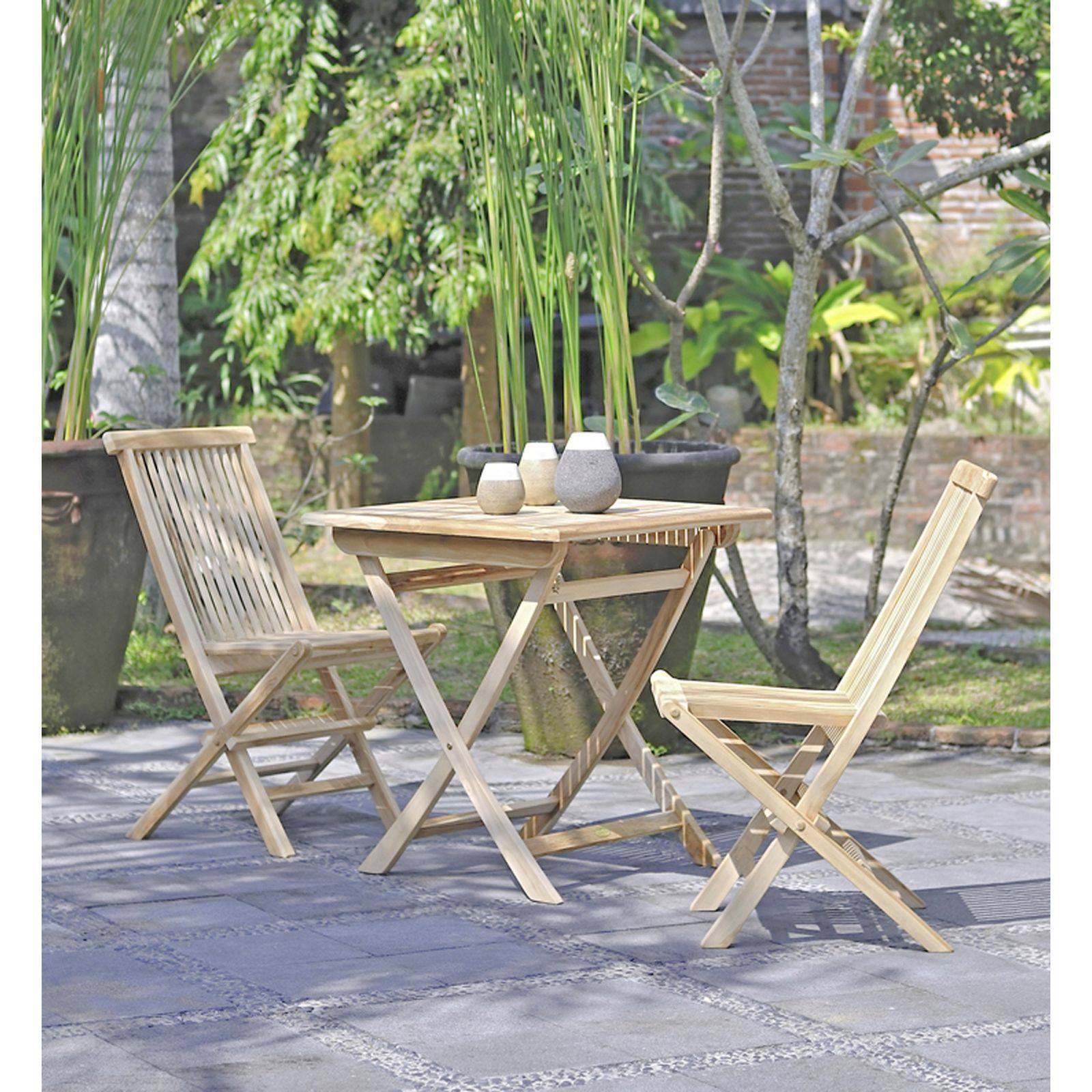 Gartentisch JAVA - Teak Massivholz - klappbar - 70x70 cm