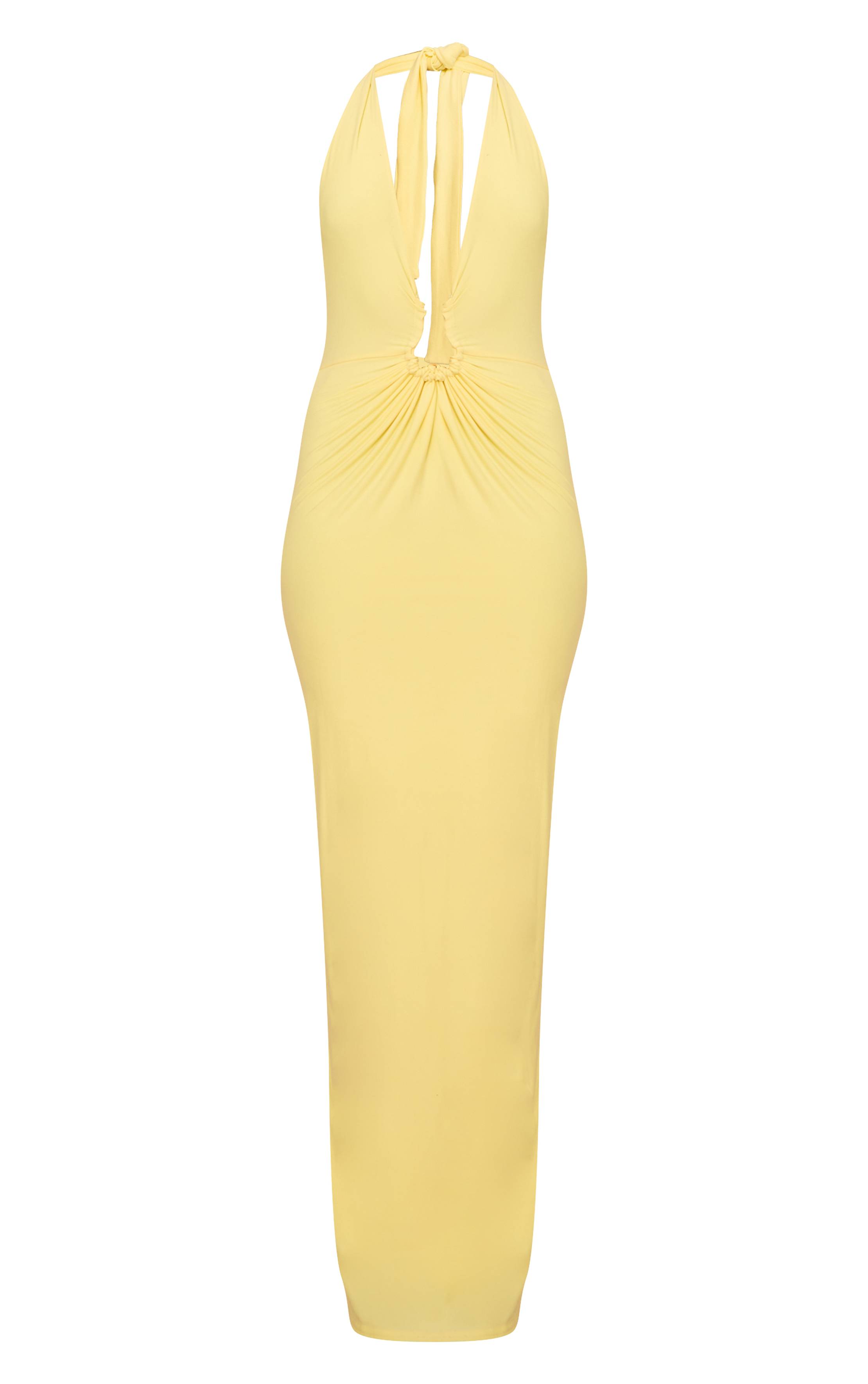 Citron Robe Maxi À Double Couche Toucher Doux Avec Détails De Finition