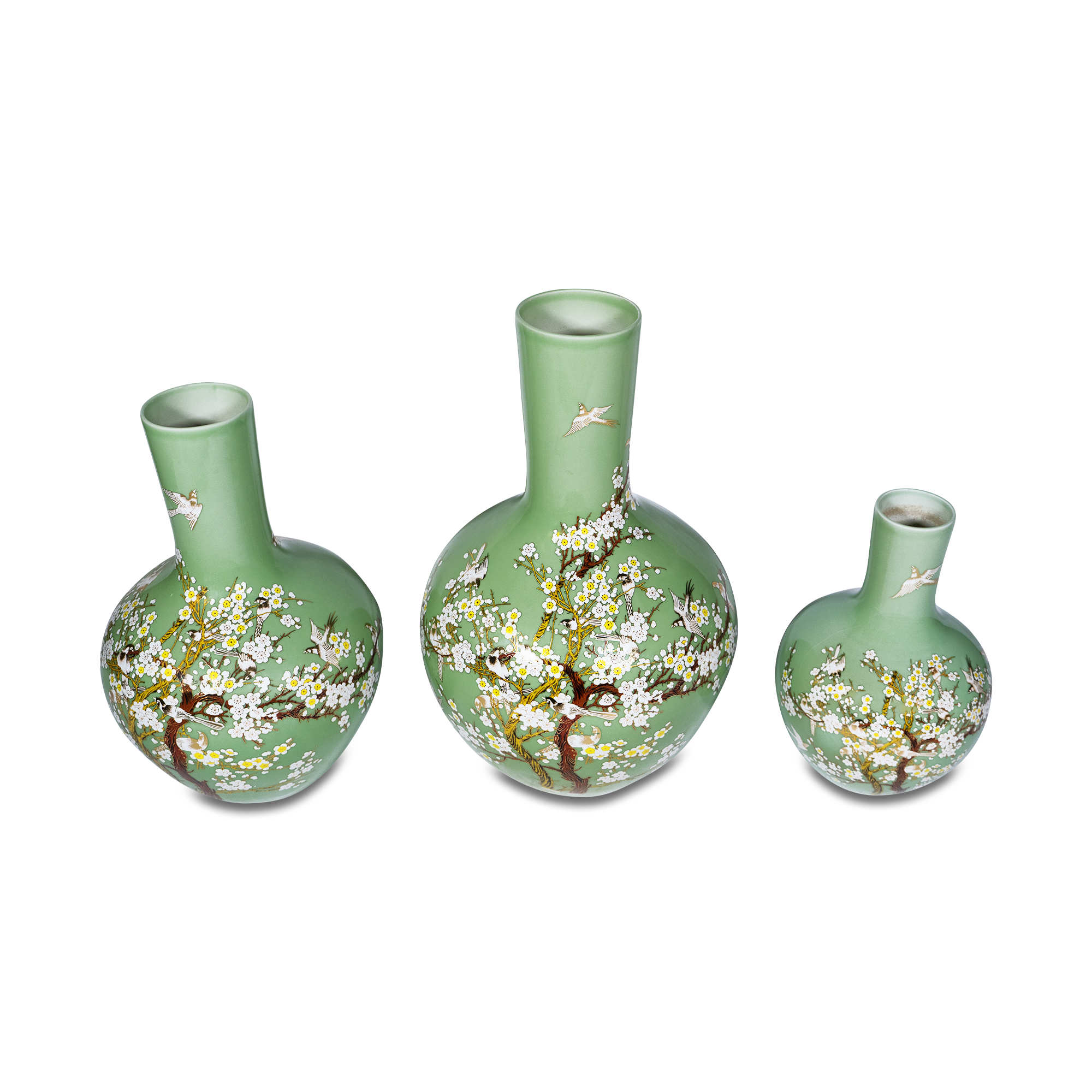 Bloemenvaas geel M Vaas groen bloemen M