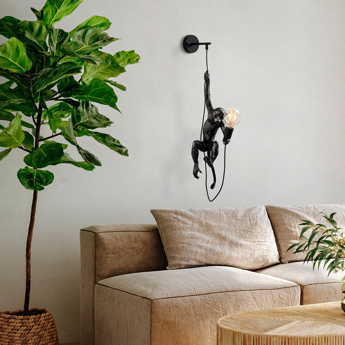 Sheen Applique murale Singe 2 noire - 24x24x68 cm