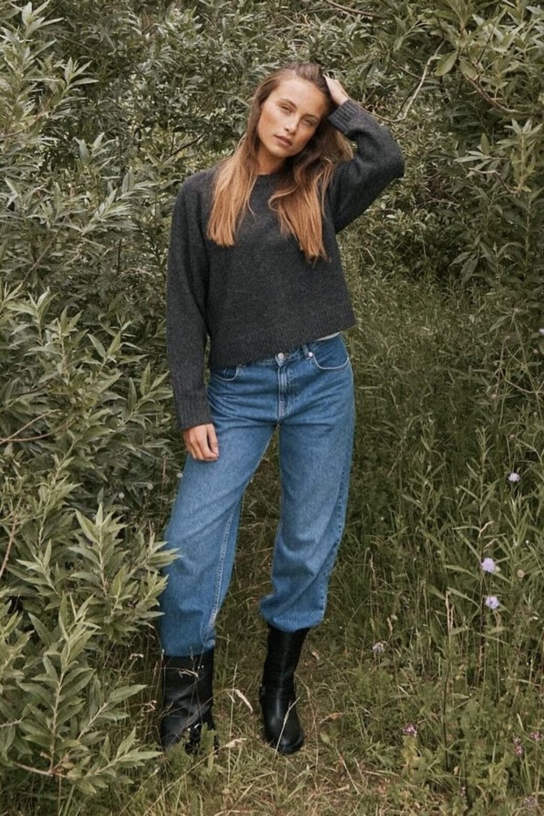 Neo Noir Detri Solid Knit Blouse antracit