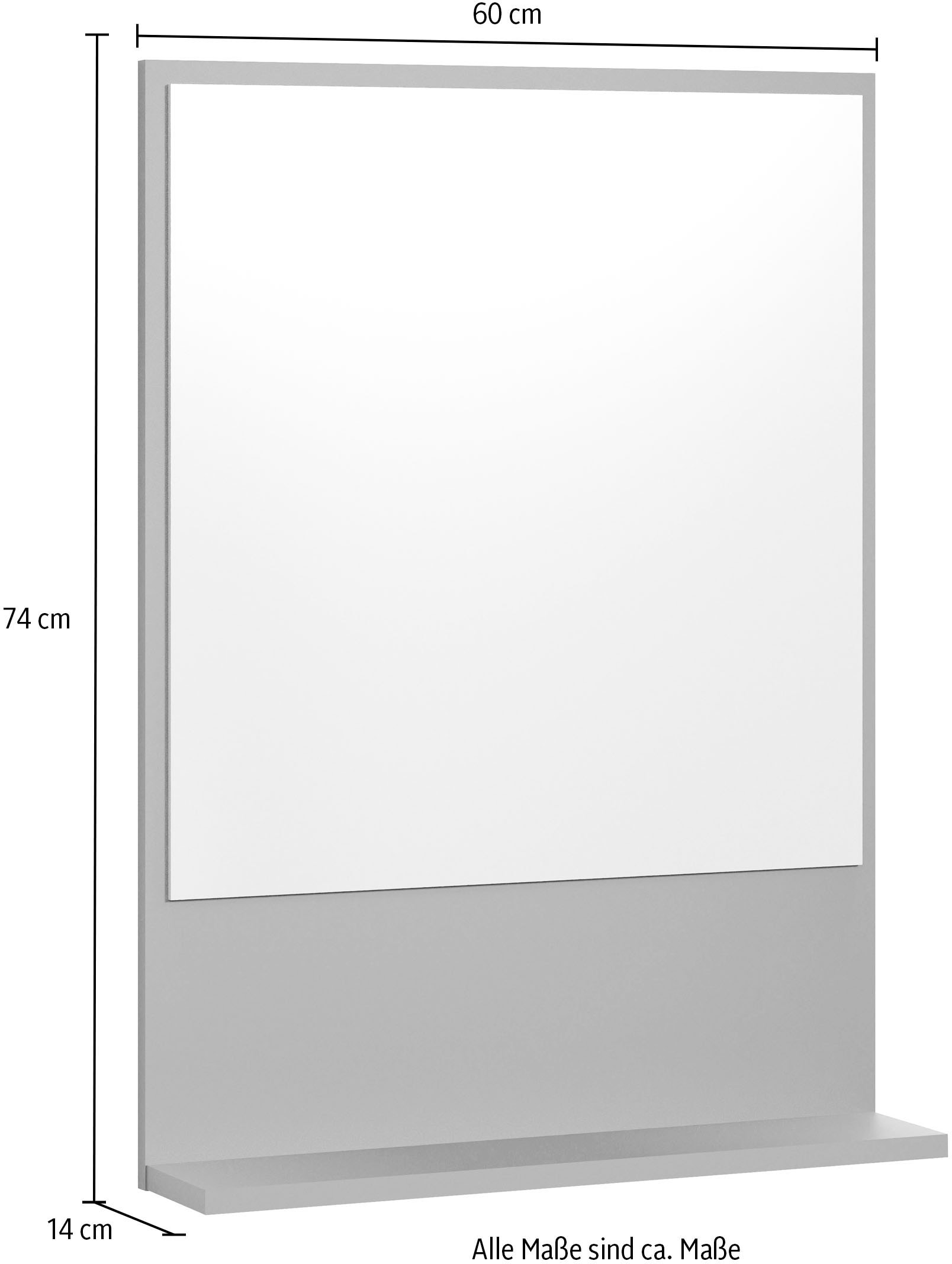 welltime Badspiegel »Amrum« Wandspiegel mit Ablage - (B/T/H) wahlweise 60 bis 80/14/74 cm