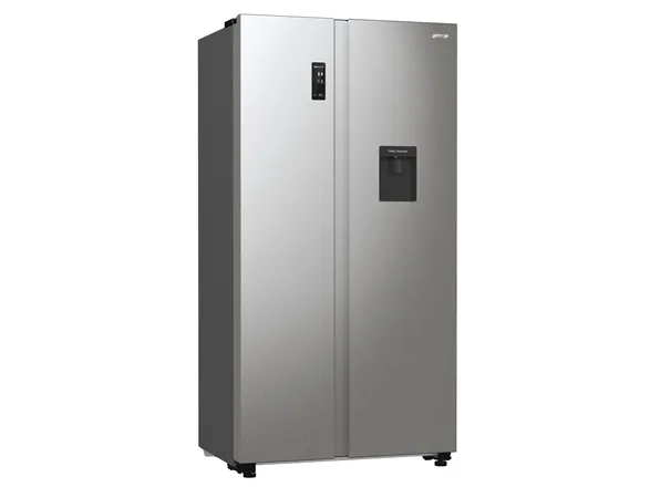 Gorenje G600 NRR9185EAXLWD - Køleskab/fryser - side-by-side med vanddispenser - bredde: 91.5 cm - dybde: 67 cm - højde: 178.6 cm - 547 liter - Klasse E - struktureret grå metallisk