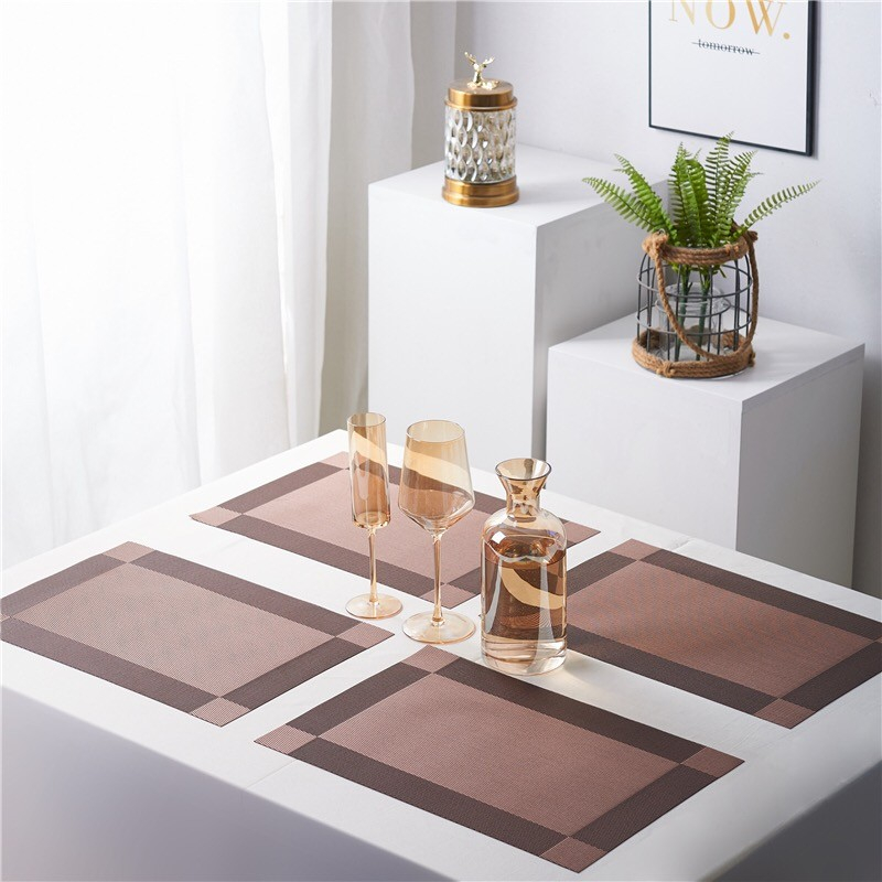 (10er Set) 45x30cm Hitzebeständige PVC Tischunterlage Abwaschbare Teller Untersetzer Tischset - Grau