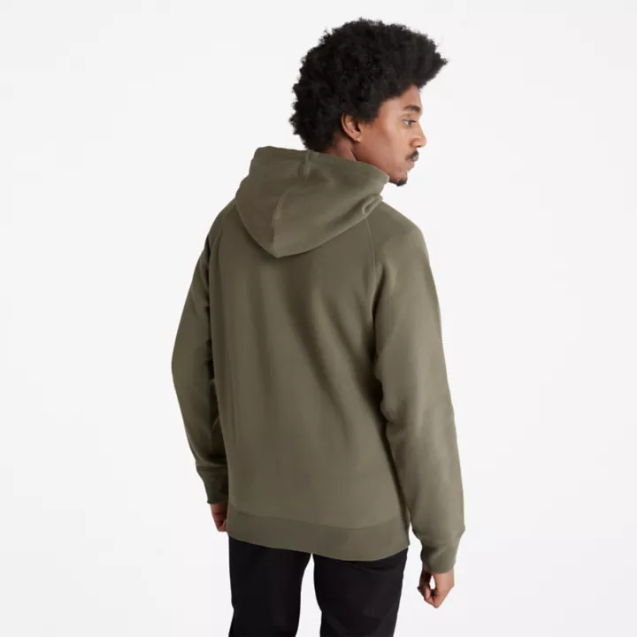Moletom com capuz e zíper frontal Exeter River para homens na cor verde escuro