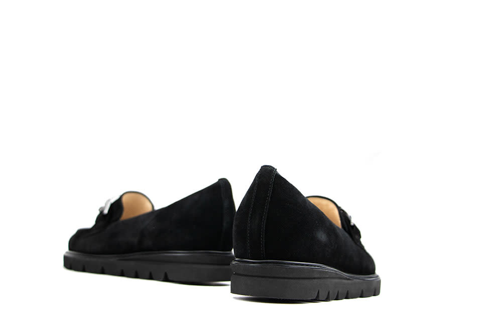 Hassia Loafer Ketting Schwarz Suede Pisa