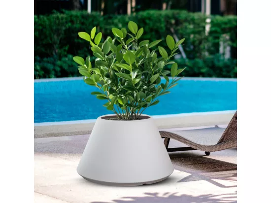 Vase en résine pour plantes intérieur/extérieur, design rond conique d.60x35h Stromboli Blanc