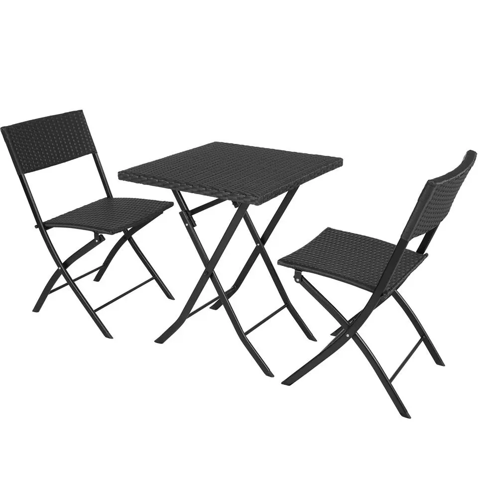 tectake Wicker balkonset Trevi, Zwart