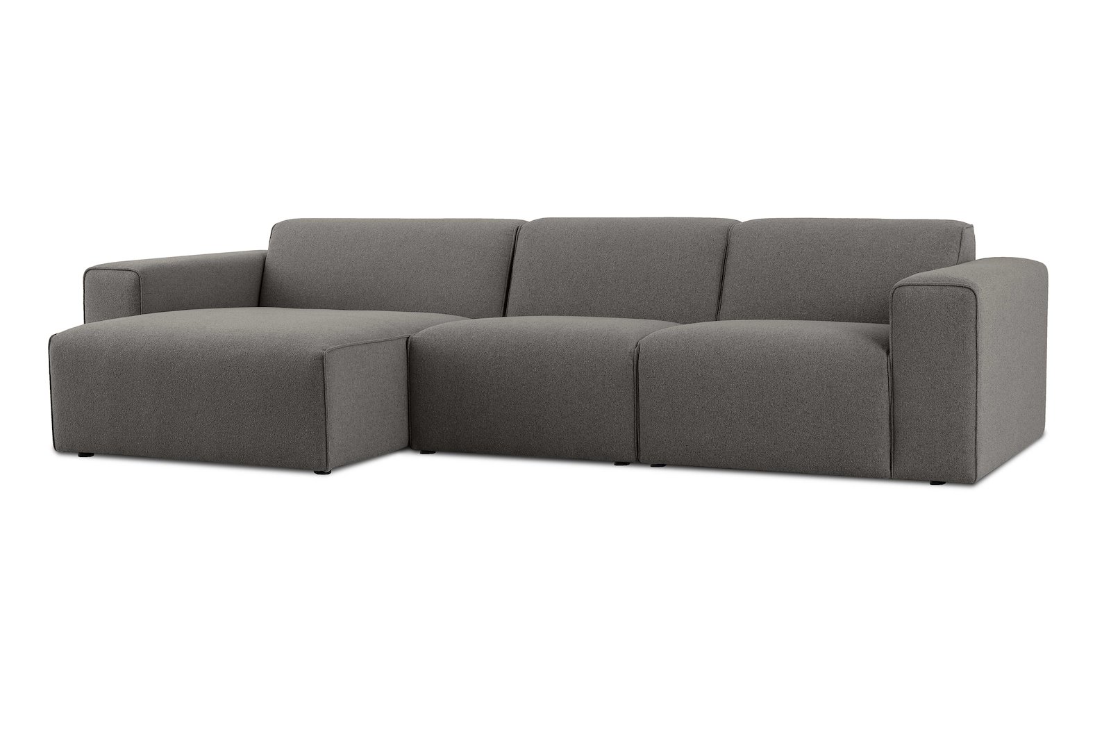Styl 2-seter med sjeselong venstre Tekstil Lombardo 3/3 Warm Grey med sorte ben.