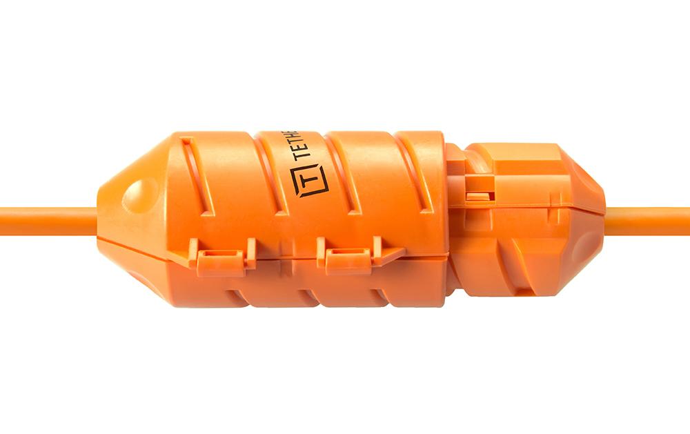 JerkStopper Extension Lock OrangeSchützt die sensiblen Verbindungen und Anschlüsse von Kabeln