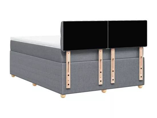 Sommier à lattes de lit avec matelas Gris clair 140x190cm Tissu
