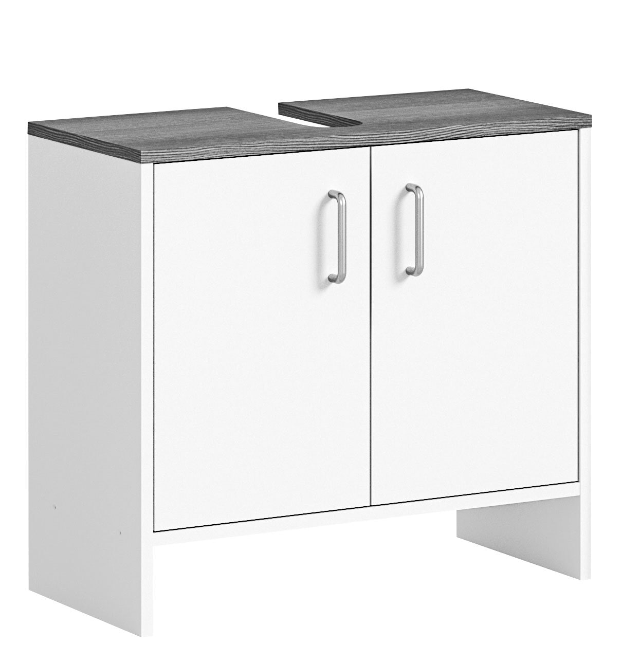 Waschbeckenunterschrank Los Angeles Weiß NB/Rauchsilber NB