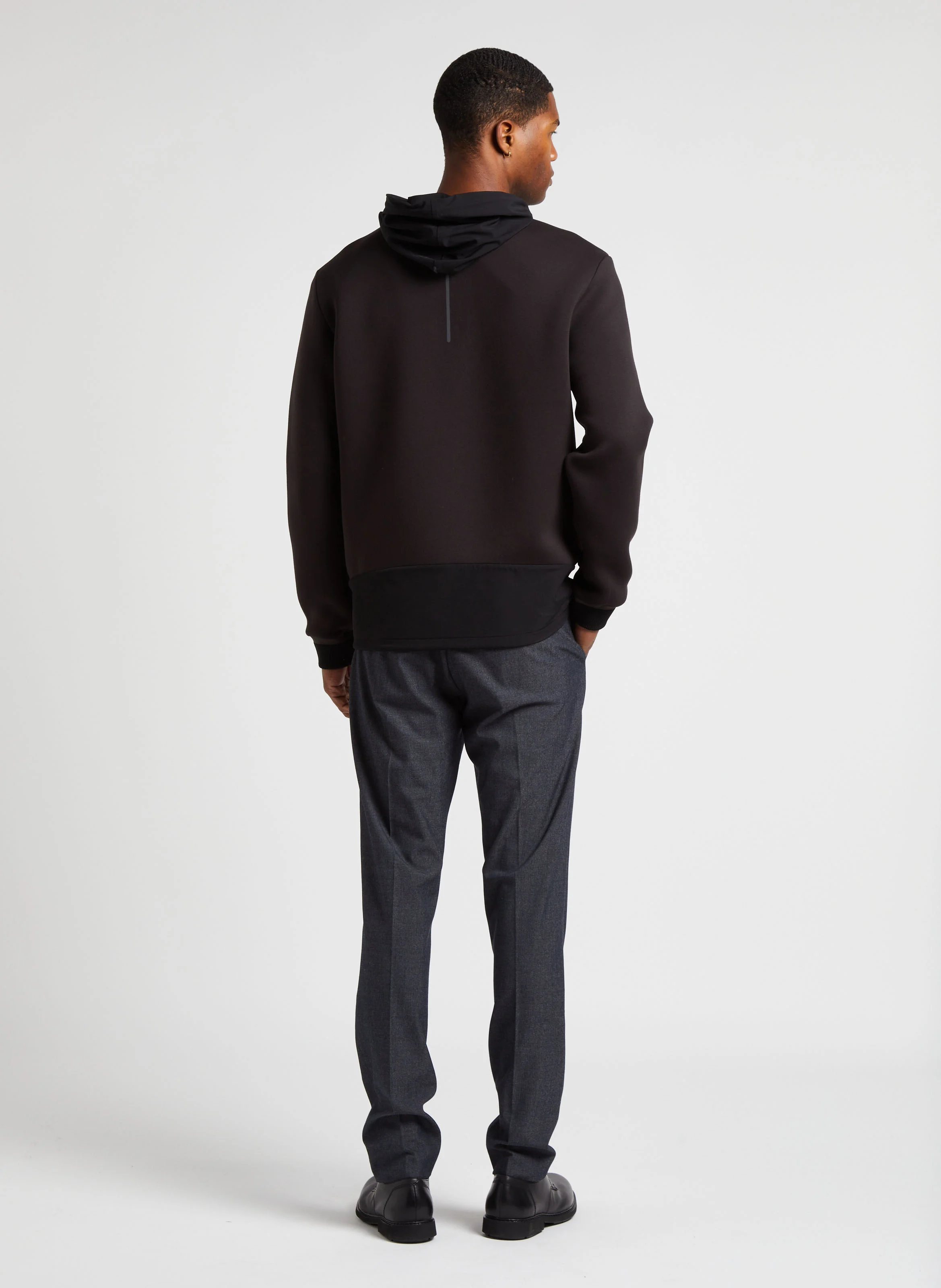 Sweat à capuche bi-matière| Noir