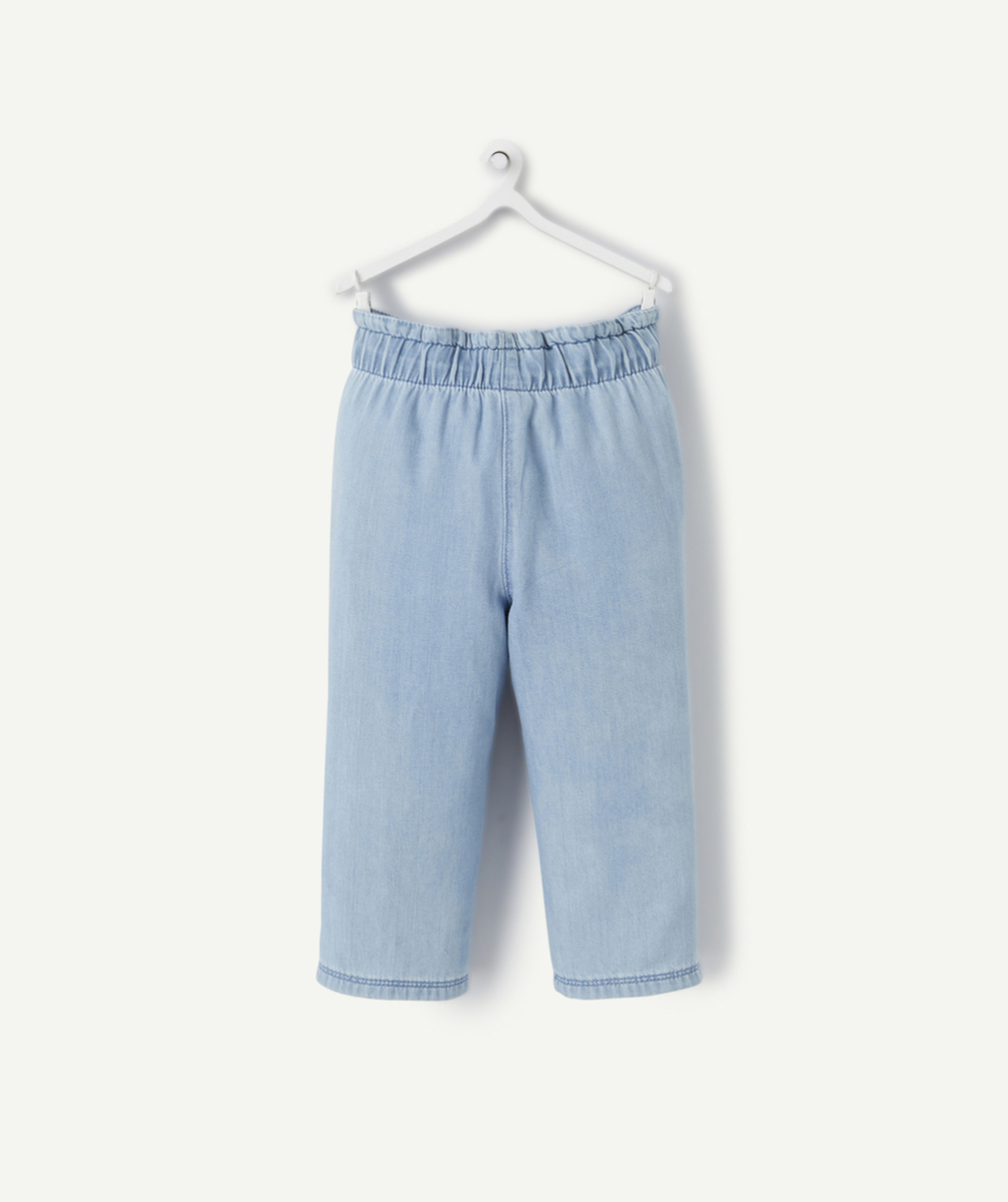 PANTALON BÉBÉ FILLE DENIM EN COTON À FAIBLE IMPACT ENVIRONNEMENTAL