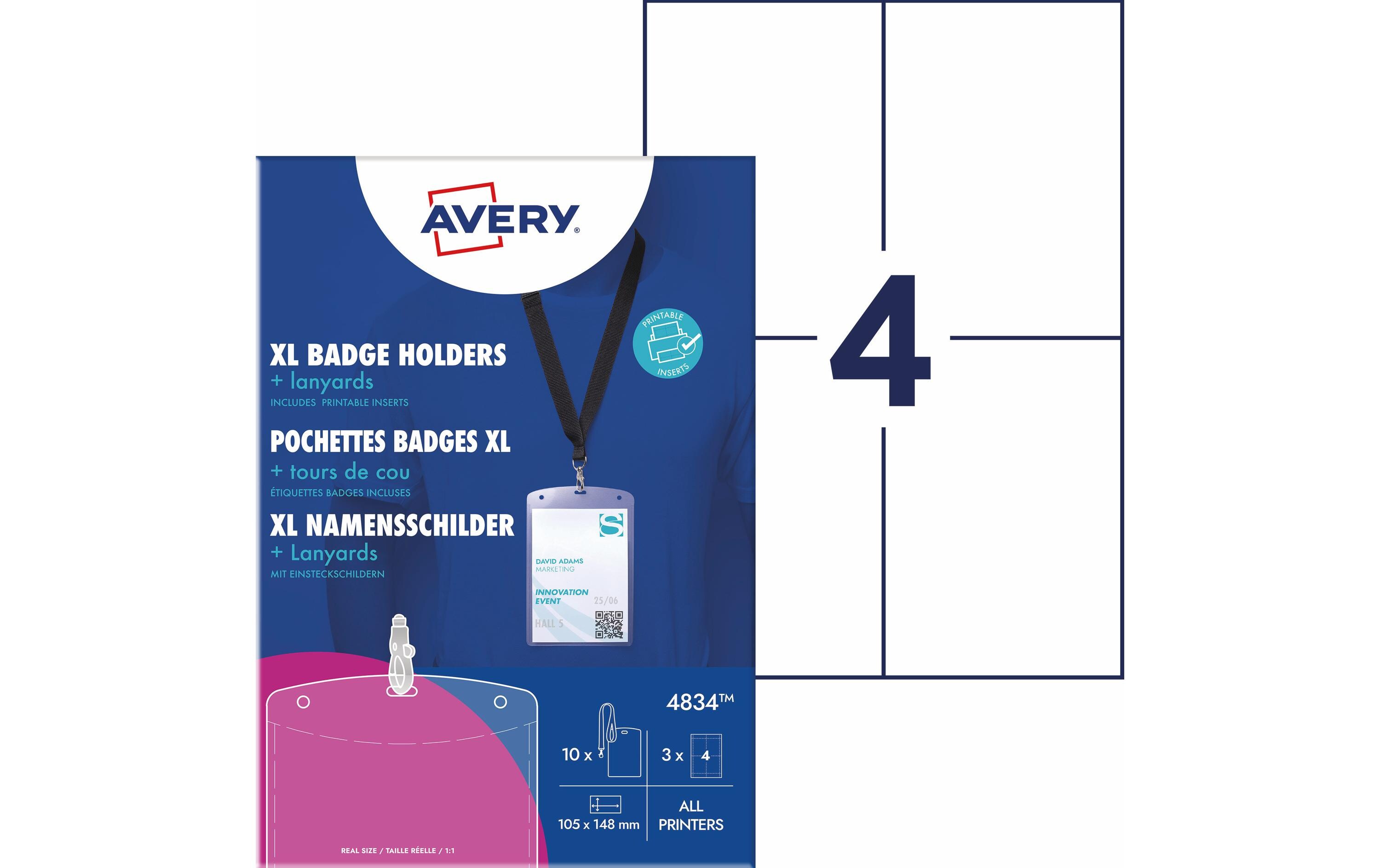 Namensschild mit Textilband 148 x 105 mm, 10 StückNamensschilder-Taschen