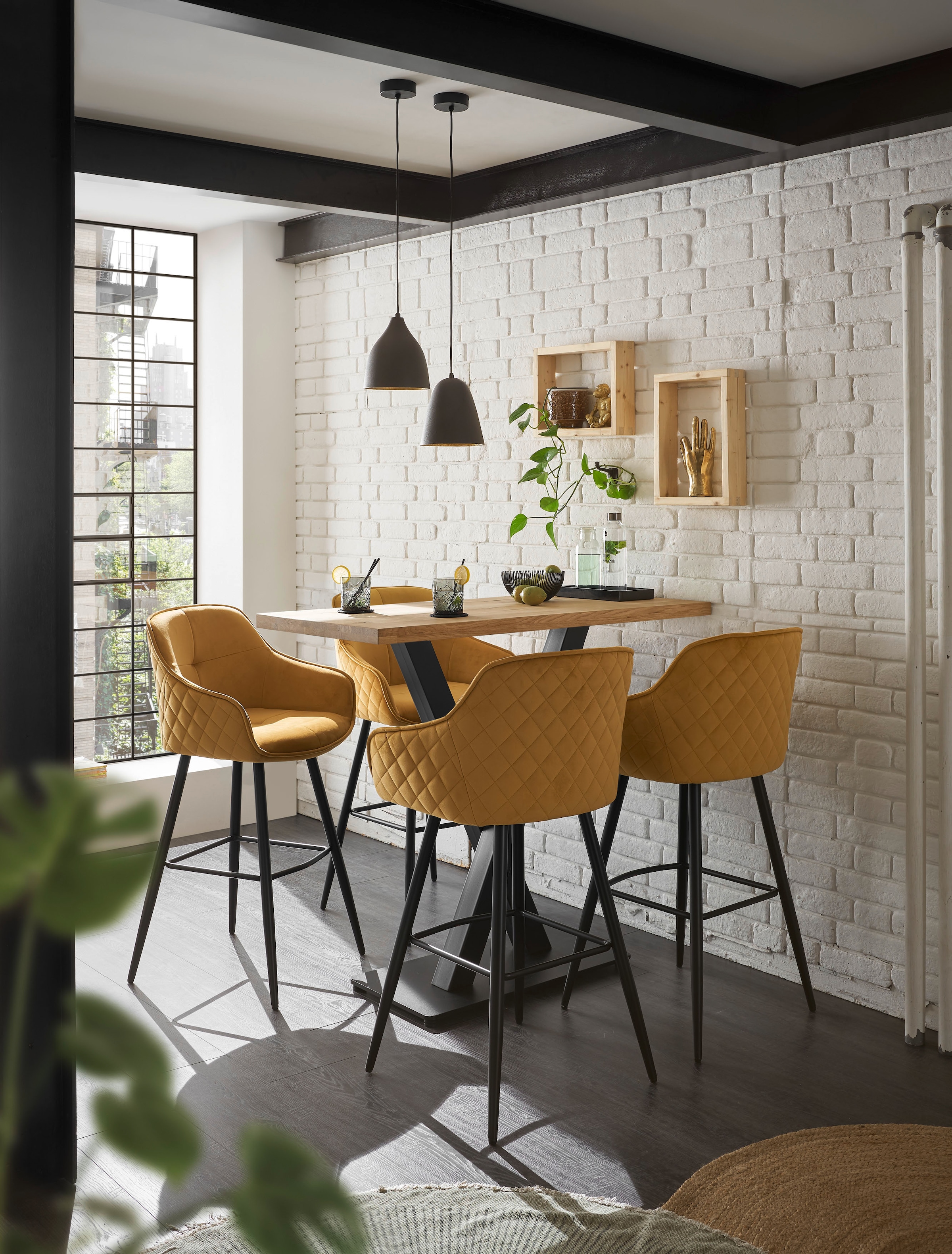 Stolkom Bartisch »Duke Eiche Massivholz geölt, Hochtisch BxHxT 120x104x60 cm« Gerade Kante, Eiche Massivholz geölt durchgehende Lamelle