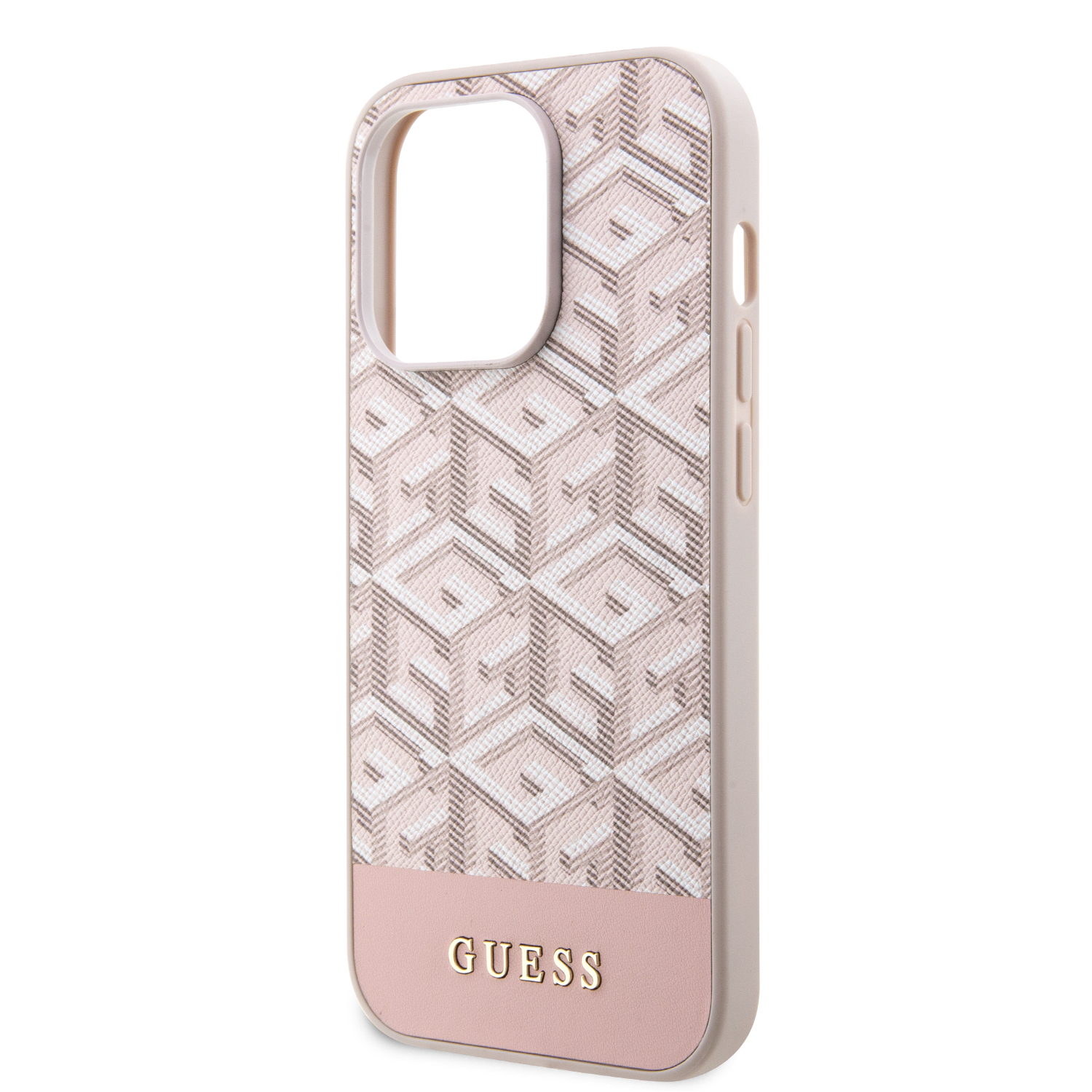 iPhone 14 Pro MagSafe Leder Hardcase Hülle GCube Stripes (GUHMP14LHGCFSEP) - Rosa