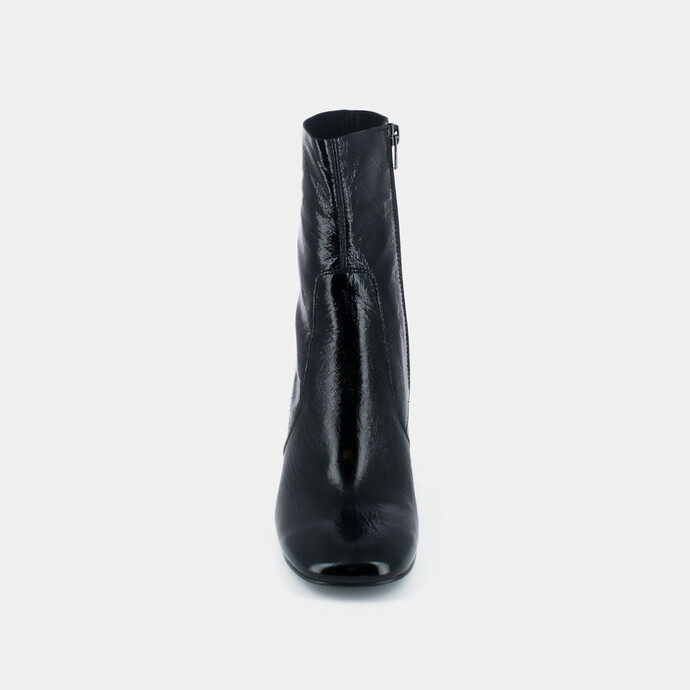 Bottines à talons hauts  en cuir brillant noir