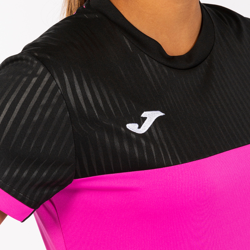 Camiseta Joma Montreal de manga curta rosa fluorescente preta