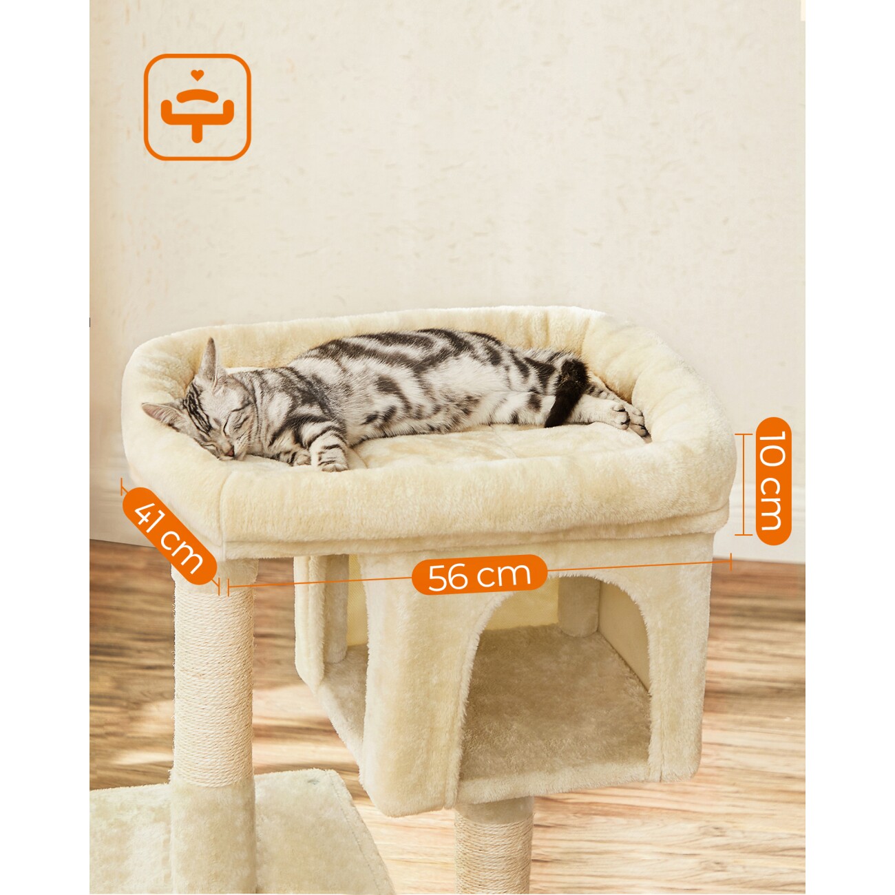 FEANDREA Kratzbaum 84cm große Plattform beige