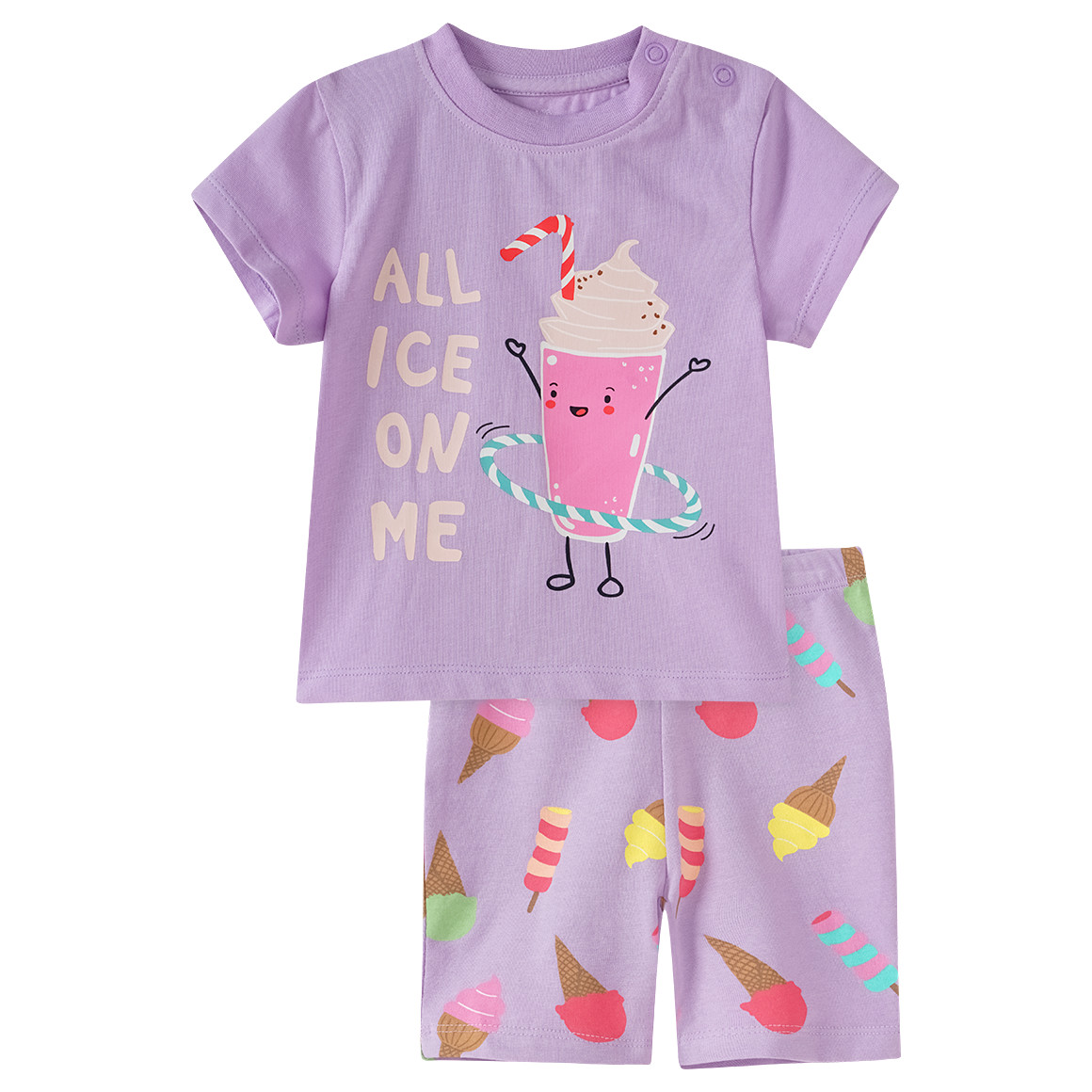 Topomini Baby T-Shirt und Radler im Set helllila / bunt