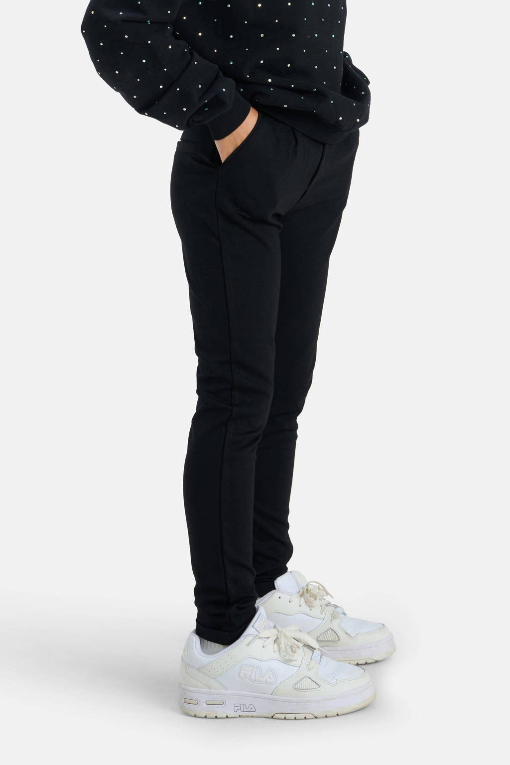 Shoeby slim fit broek Sport zwart
